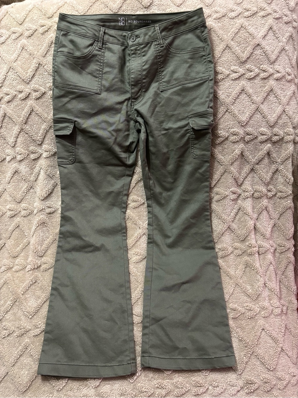 No Boundaries Olive Cargo Flare Pants
